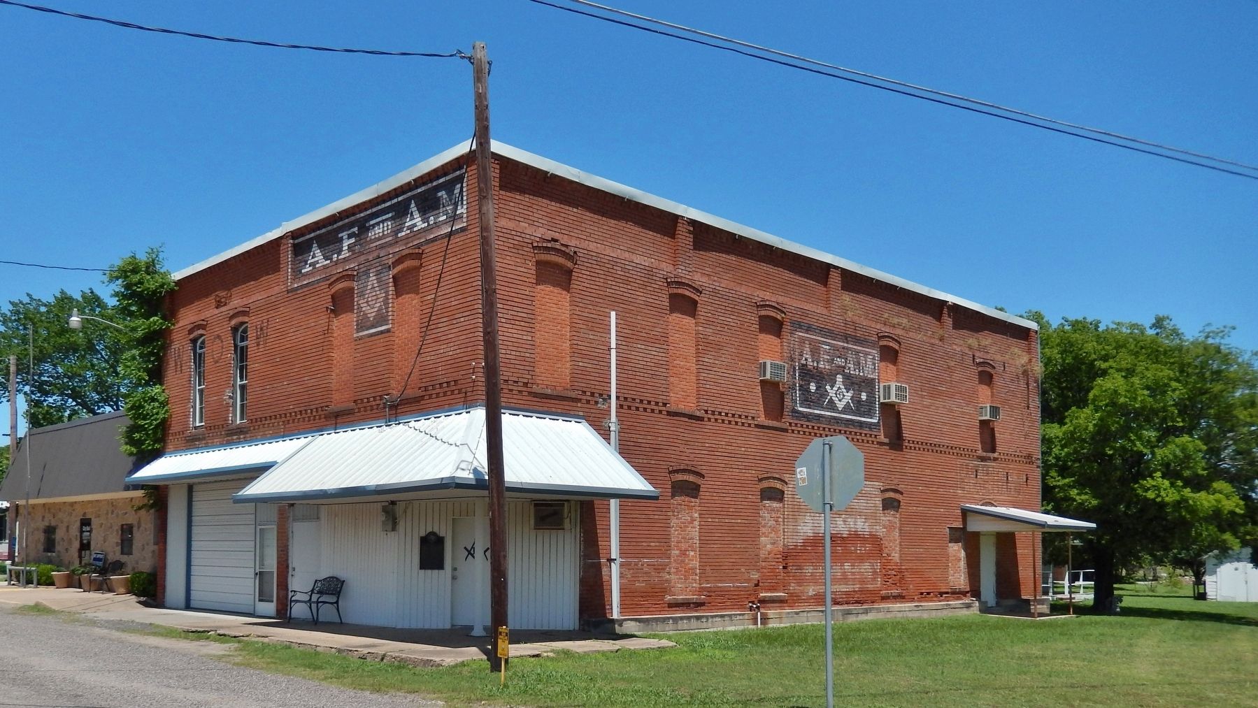 Ector Lodge No. 687, A. F. & A. M. (<i>southwest corner view; marker visible beside entrance</i>). Click for full size. Ector Lodge No. 687, A. F. & A. M. (<i>southwest corner view; marker visible beside entrance</i>) image. Click for full size.