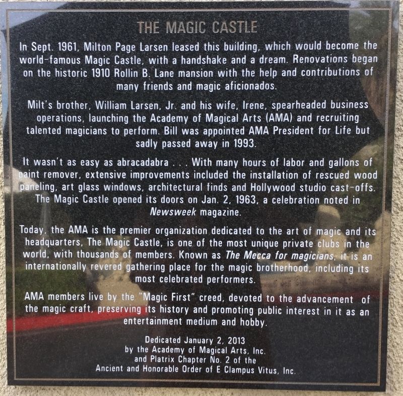 The Magic Castle Marker. Click for full size. The Magic Castle Marker image. Click for full size.