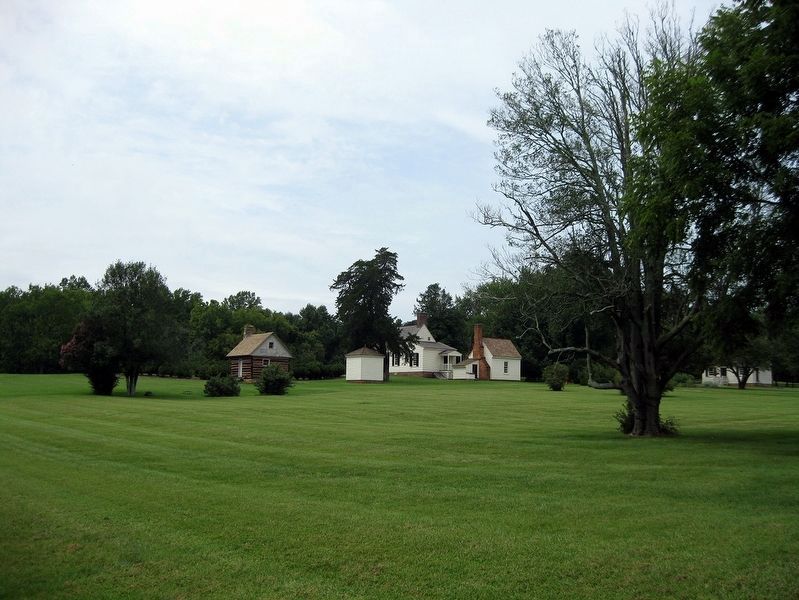 Historic buildings at Red Hill, including rear side of Slave Cabin. image. Click for full size.