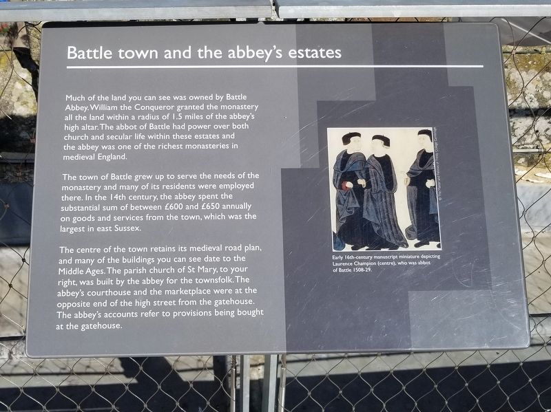 Battle town and the abbeys estates Marker image. Click for full size.