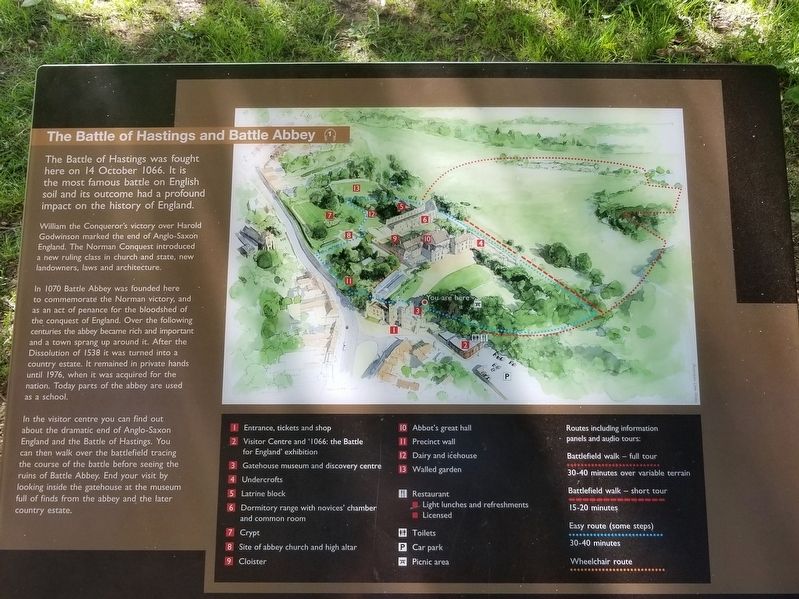 The Battle of Hastings and Battle Abbey Marker image. Click for full size.