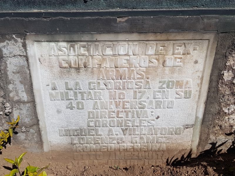 An additional marker attached to the monument to Manuel Lisandro Barillas image. Click for full size.