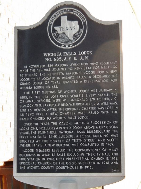 Wichita Falls Lodge No. 635, A.F. & A.M. Marker image. Click for full size.