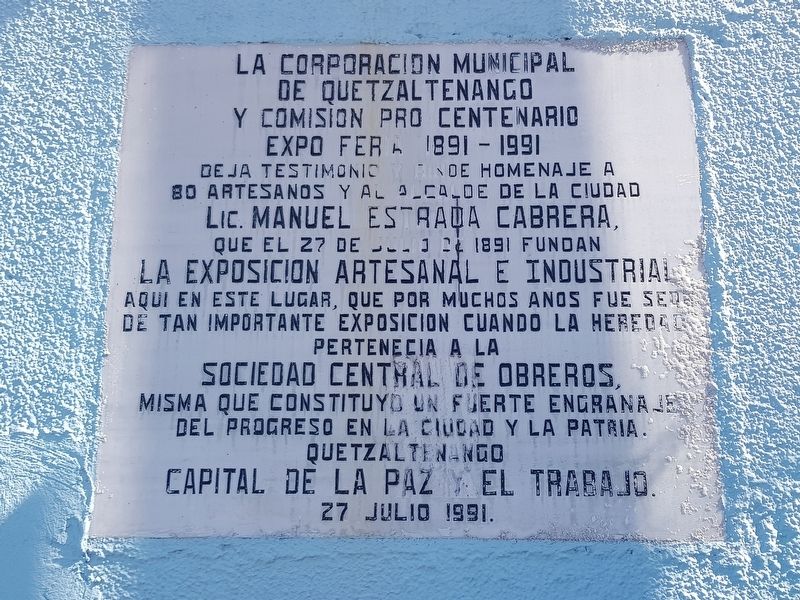 La Exposición Artesanal e Industrial Marker. Click for full size. La Exposición Artesanal e Industrial Marker image. Click for full size.