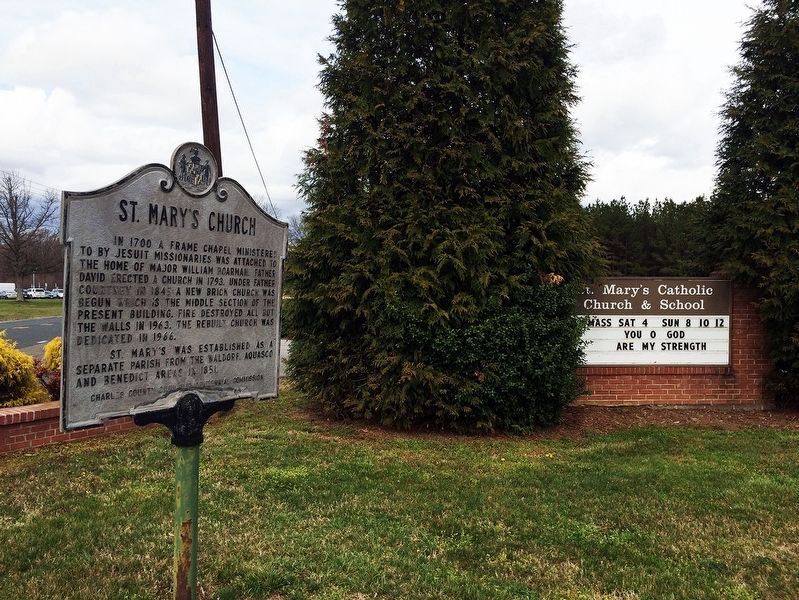 St. Marys Church Marker & St. Mary's Catholic Church & School sign image. Click for full size.