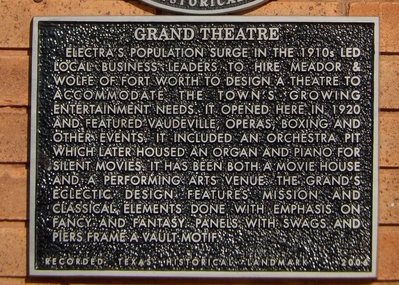 Grand Theatre Marker image. Click for full size.