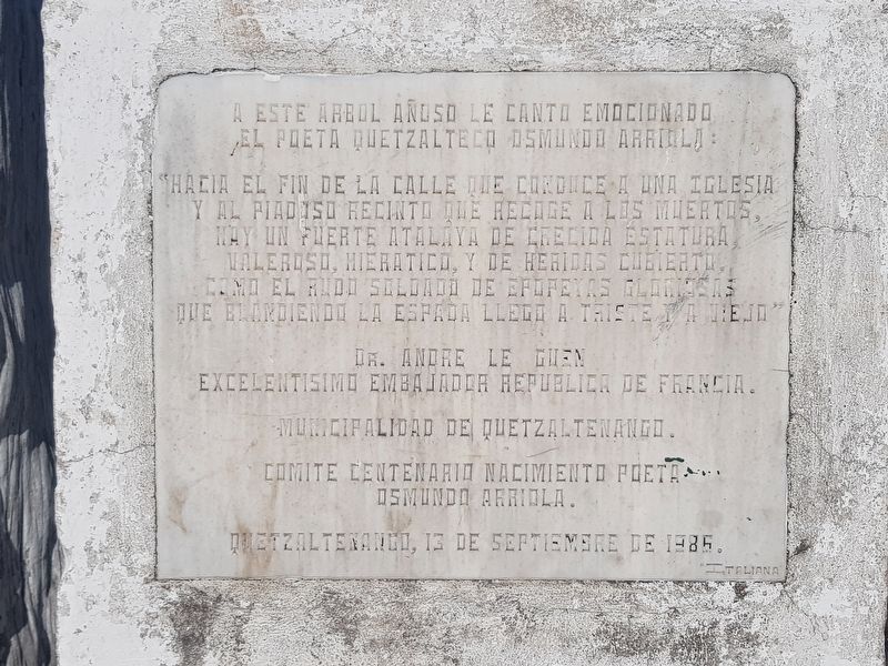100th Anniversary of the Birth of the Poet Osmundo Arriola Marker image. Click for full size.
