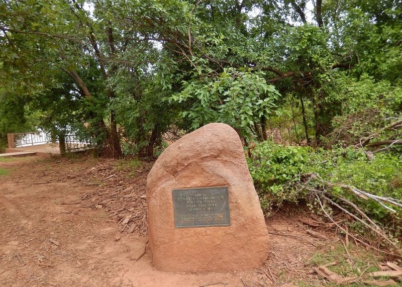 Texan Santa Fe Expedition Marker (<i>wide view; Wichita River overlook in background on left</i>). Click for full size. Texan Santa Fe Expedition Marker (<i>wide view; Wichita River overlook in background on left</i>) image. Click for full size.