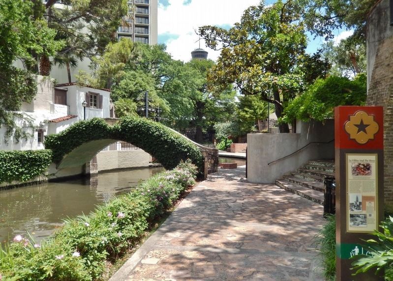 La Villita & The River Marker (<i>wide view; San Antonio River & Rosita's Bridge in background</i>). Click for full size. La Villita & The River Marker (<i>wide view; San Antonio River & Rosita's Bridge in background</i>) image. Click for full size.