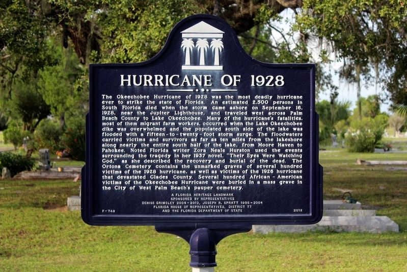 Hurricane of 1928 Marker image. Click for full size.