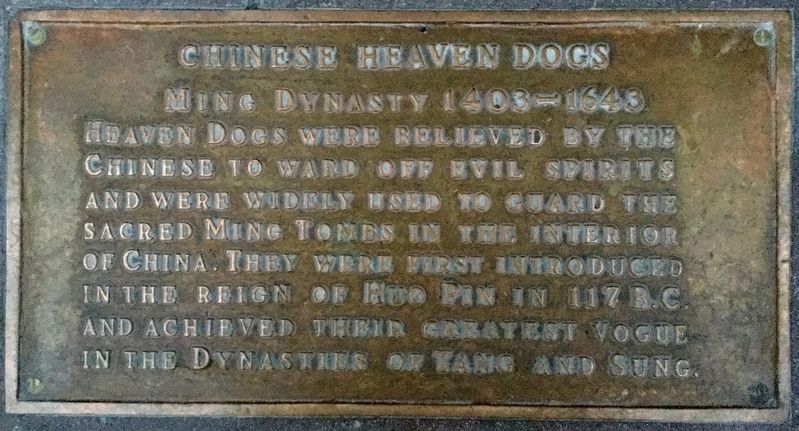 Chinese Heaven Dogs Marker. Click for full size. Chinese Heaven Dogs Marker image. Click for full size.