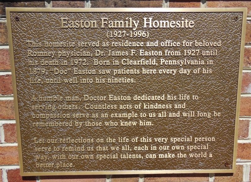 Easton Family Homesite Marker. Click for full size. Easton Family Homesite Marker image. Click for full size.