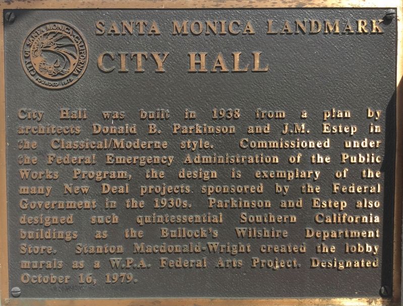 Santa Monica City Hall Marker image. Click for full size.