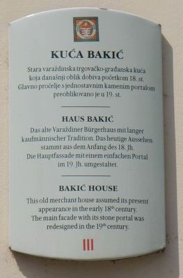Kuća Bakić Marker. Click for full size. Kuća Bakić Marker image. Click for full size.