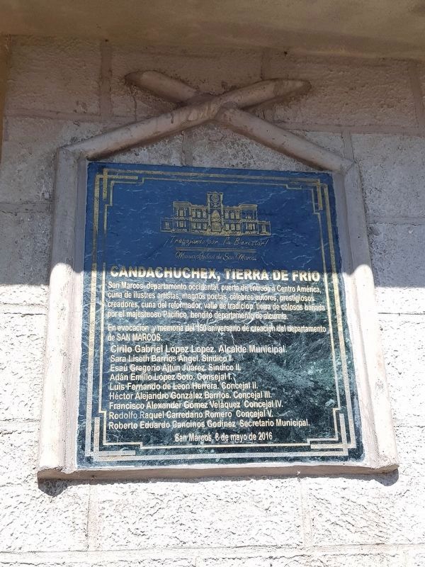 The 150th Anniversary of San Marcos Department Marker image. Click for full size.