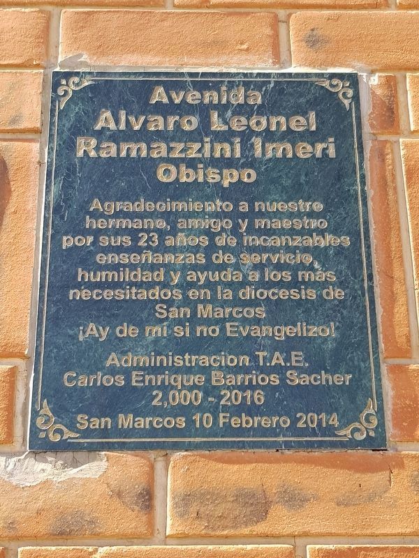 Bishop Álvaro Leonel Ramazzini Imeri Marker. Click for full size. Bishop Álvaro Leonel Ramazzini Imeri Marker image. Click for full size.