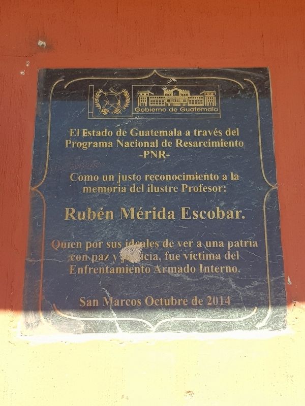 Rubén Mérida Escobar Marker. Click for full size. Rubén Mérida Escobar Marker image. Click for full size.