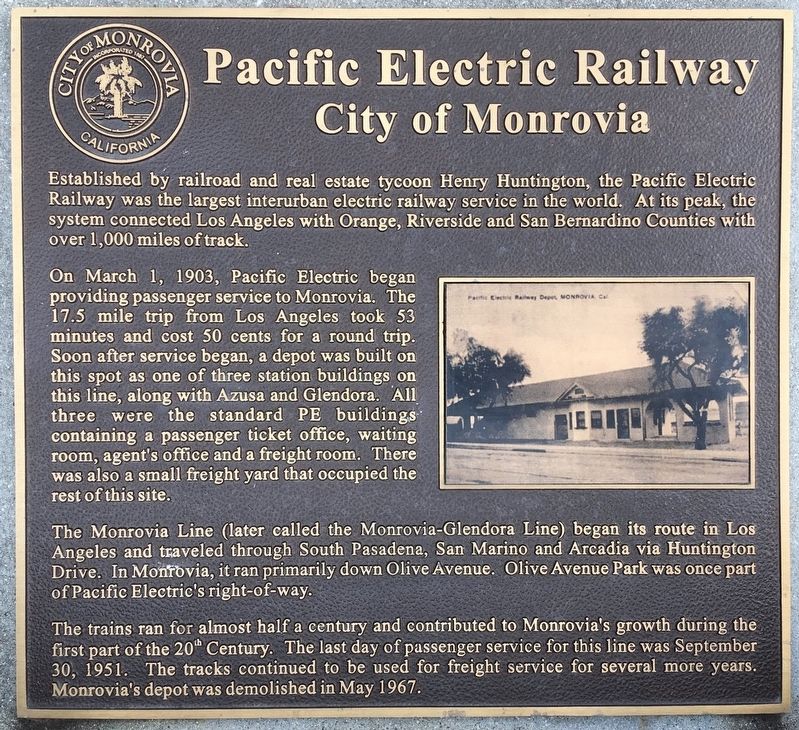 Pacific Electric Railway Marker image. Click for full size.