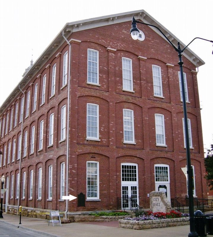 Dubuque City Hall (<i>marker visible on left - northeast corner of building</i>). Click for full size. Dubuque City Hall (<i>marker visible on left - northeast corner of building</i>) image. Click for full size.