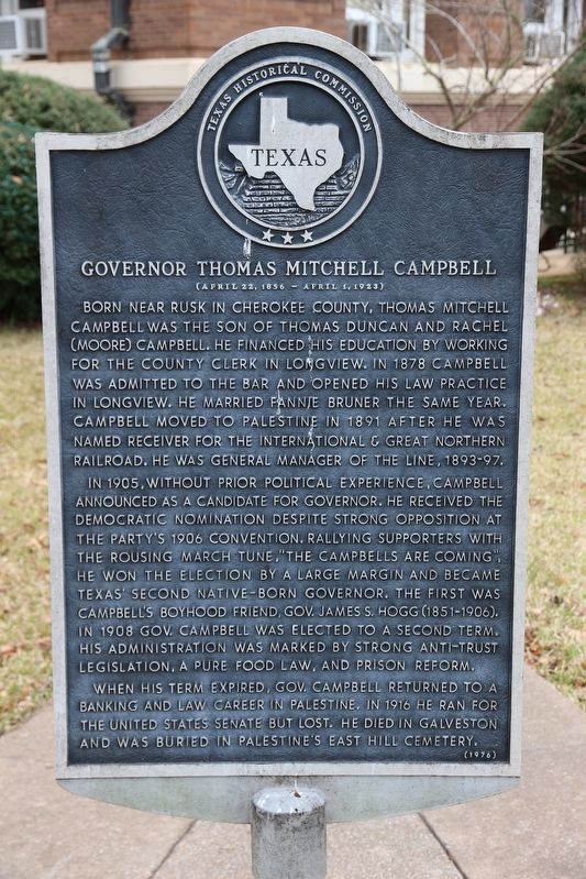 Governor Thomas Mitchell Campbell Marker. Click for full size. Governor Thomas Mitchell Campbell Marker image. Click for full size.