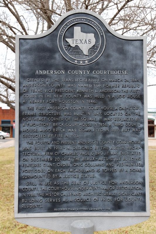Anderson County Courthouse Marker. Click for full size. Anderson County Courthouse Marker image. Click for full size.