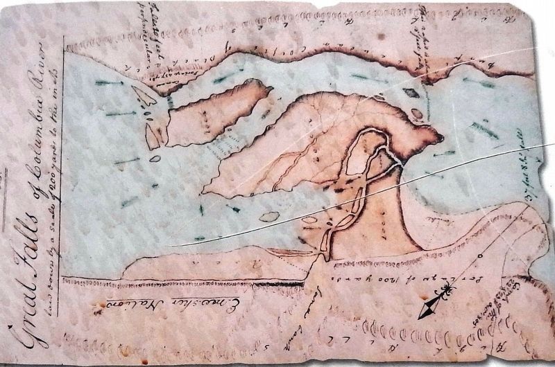 Marker detail: William Clarks Map of the “Great Falls of the Columbia” image. Click for full size.