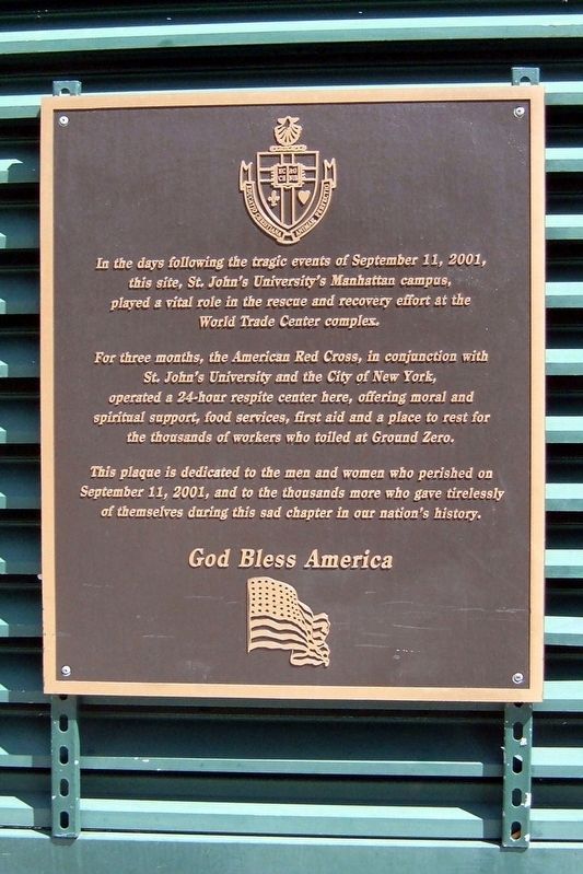 St. John�s University Manhattan Campus 9/11 Memorial image. Click for full size.