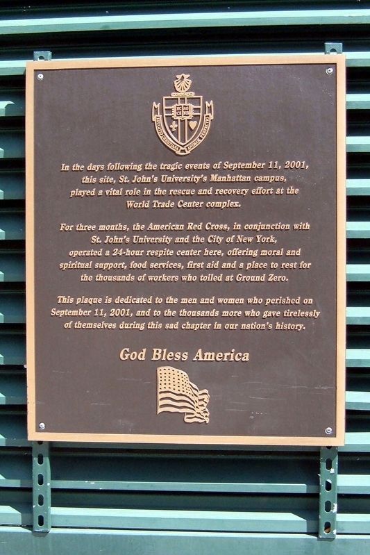 St. Johns University Manhattan Campus 9/11 Memorial image. Click for full size.