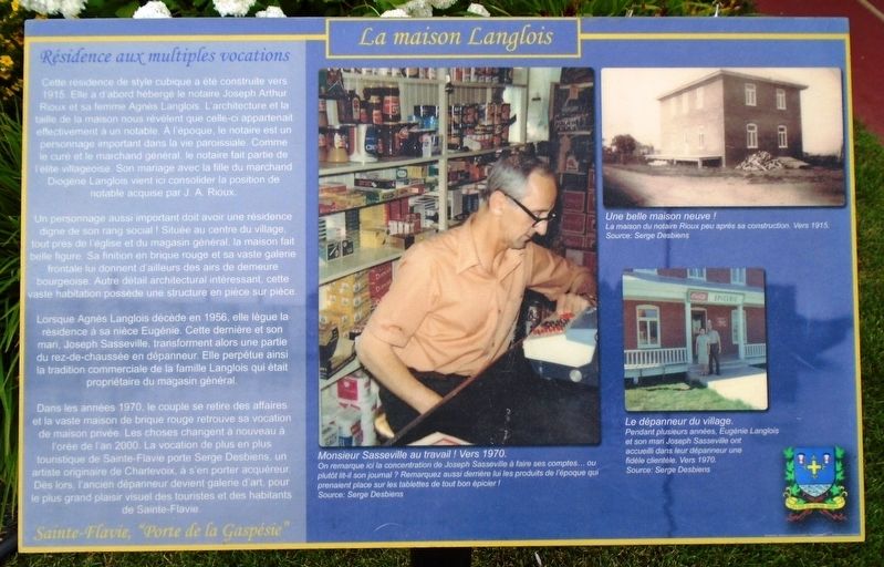 <i>La maison Langlois</i> Marker. Click for full size. <i>La maison Langlois</i> Marker image. Click for full size.