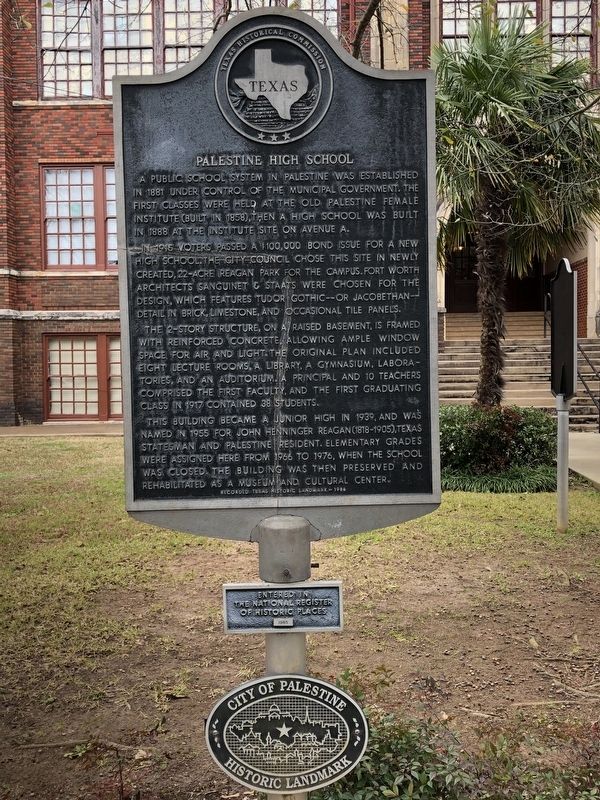 Palestine High School Marker image. Click for full size.