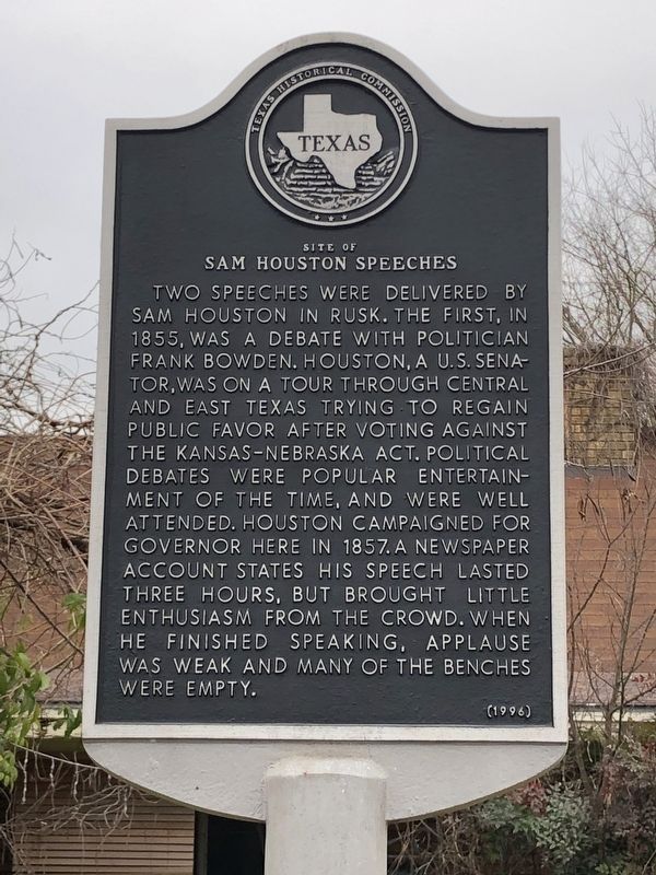 Site of Sam Houston Speeches Marker image. Click for full size.