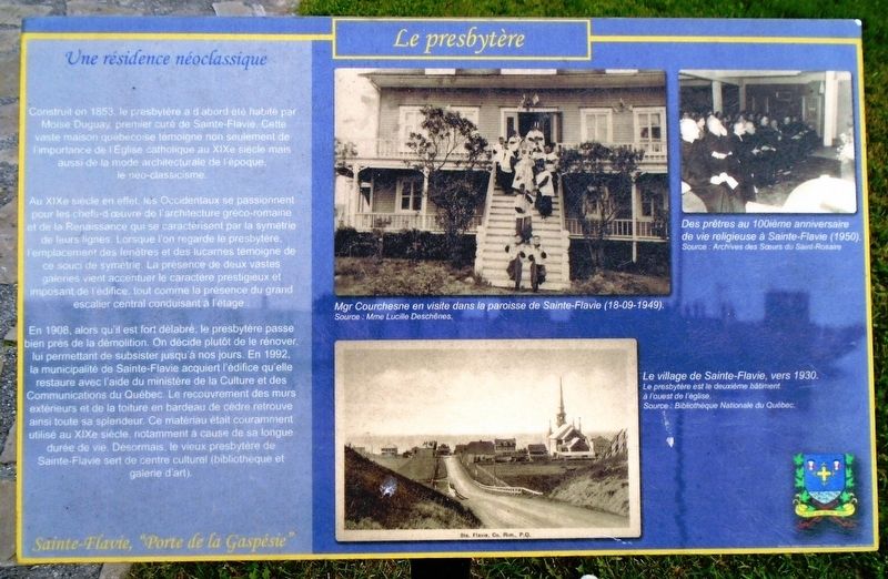 Le presbytère / The Rectory Marker image. Click for full size.
