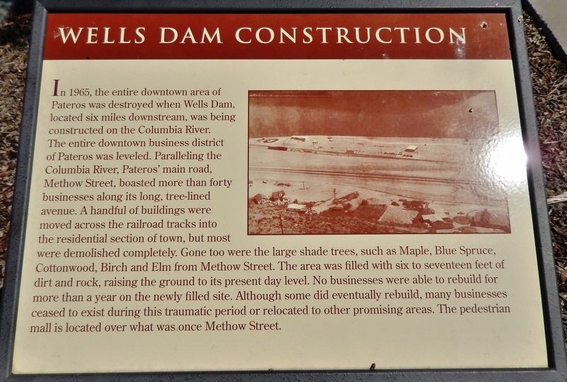 Wells Dam Construction Marker image. Click for full size.