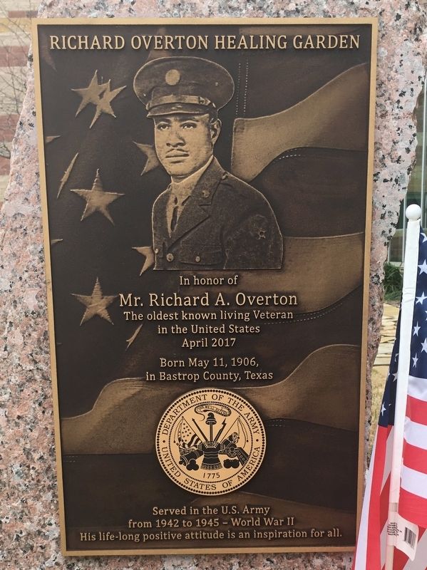 Richard Overton Healing Garden Marker image. Click for full size.