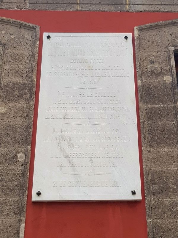 José María Morelos y Pavón Imprisoned at La Ciudadela Marker. Click for full size. José María Morelos y Pavón Imprisoned at La Ciudadela Marker image. Click for full size.