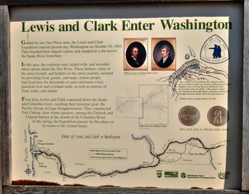 Lewis and Clark Enter Washington Marker image. Click for full size.