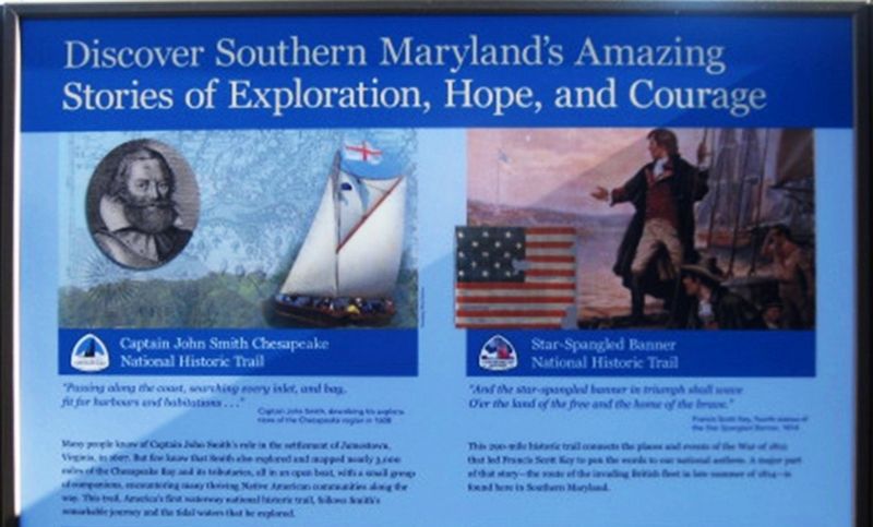 Discover Southern Marylands Amazing Stories of Exploration, Hope, and Courage Marker (Upper Half) image. Click for full size.