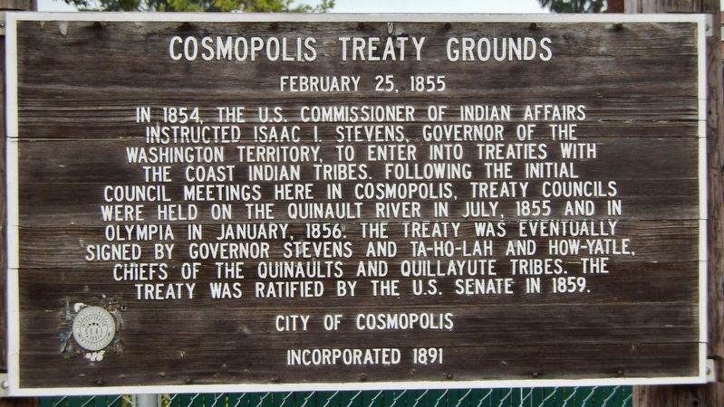 Cosmopolis Treaty Grounds Marker image. Click for full size.