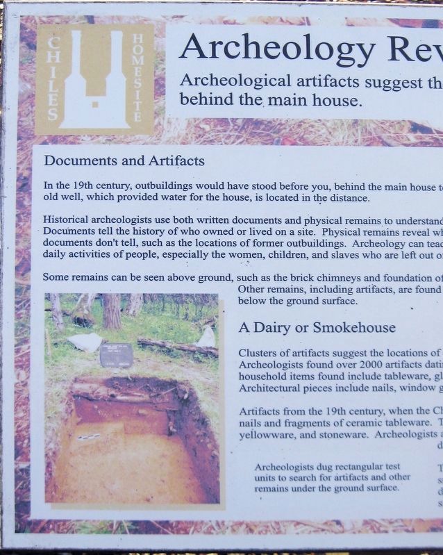 Archeology Reveals Outbuildings Marker (Left Half) image. Click for full size.