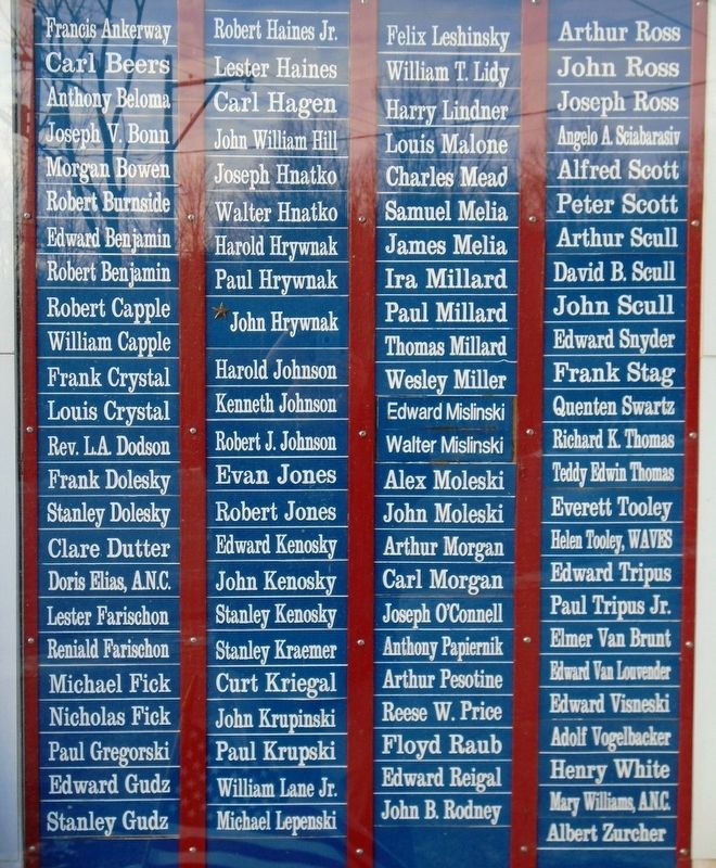 World War II Memorial Honor Roll. Click for full size. World War II Memorial Honor Roll image. Click for full size.
