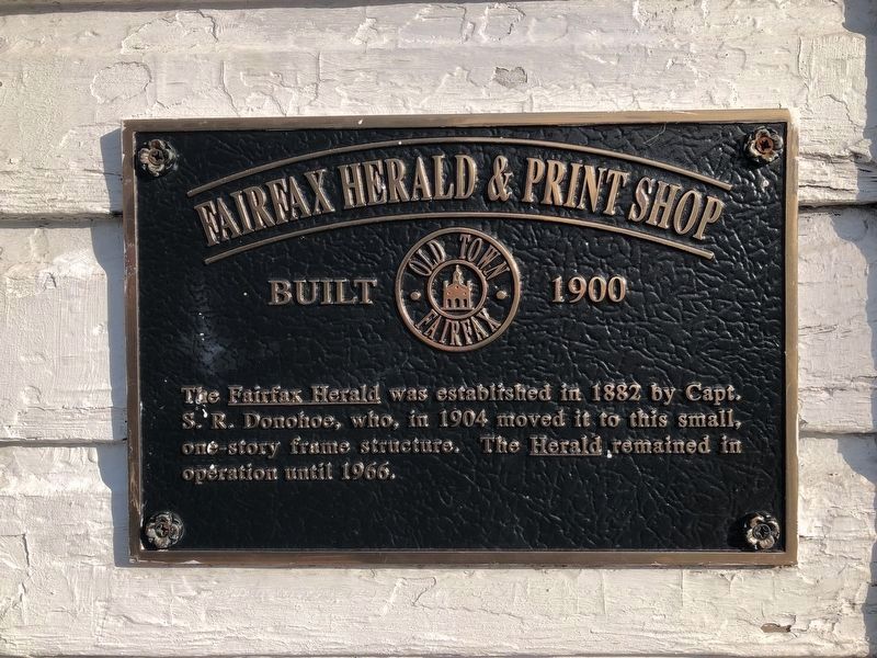 Fairfax Herald & Print Shop Marker. Click for full size. Fairfax Herald & Print Shop Marker image. Click for full size.