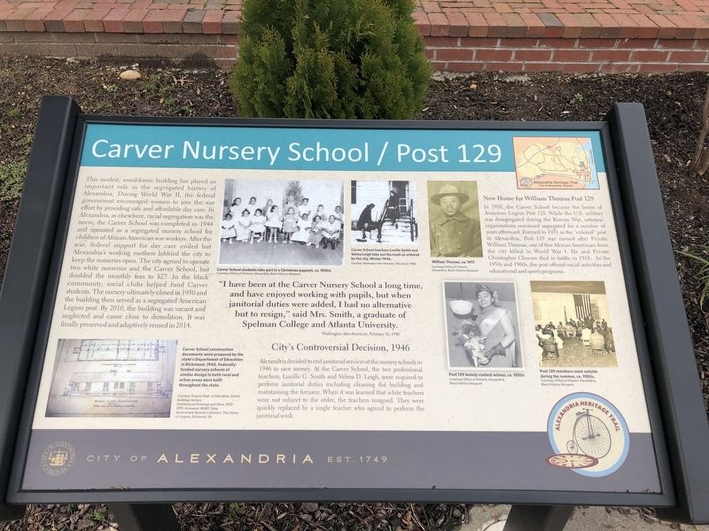 Carver Nursery School / Post 129 Marker. Click for full size. Carver Nursery School / Post 129 Marker image. Click for full size.