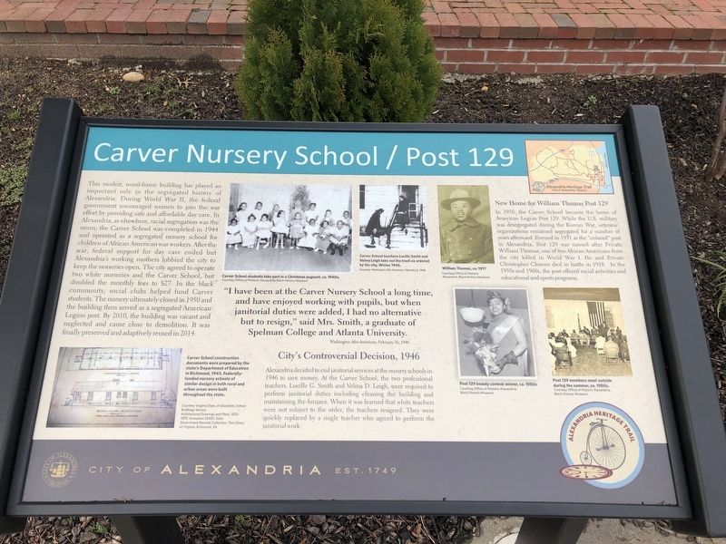 Carver Nursery School / Post 129 Marker image. Click for full size.