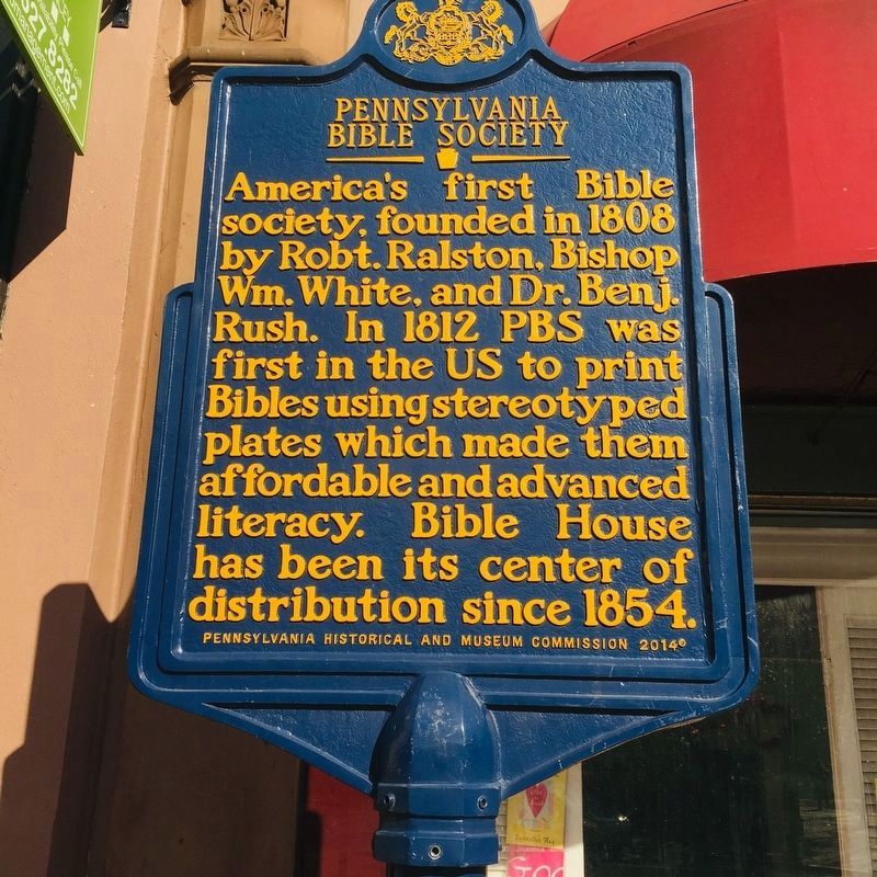 Pennsylvania Bible Society Marker image. Click for full size.