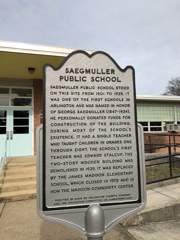Saegmuller Public School Marker. Click for full size. Saegmuller Public School Marker image. Click for full size.