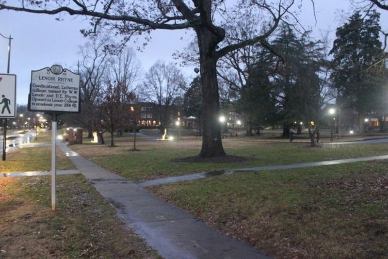 Lenoir Rhyne Marker looking north toward entrance. Click for full size. Lenoir Rhyne Marker looking north toward entrance image. Click for full size.