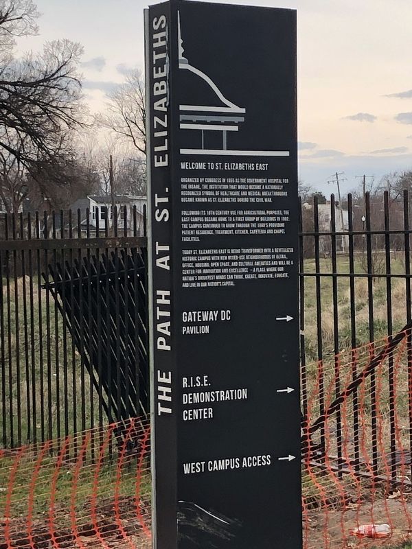 Welcome to St. Elizabeths East Marker. Click for full size. Welcome to St. Elizabeths East Marker image. Click for full size.