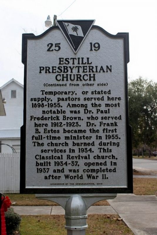 Estill Presbyterian Church Marker Side 2 image. Click for full size.