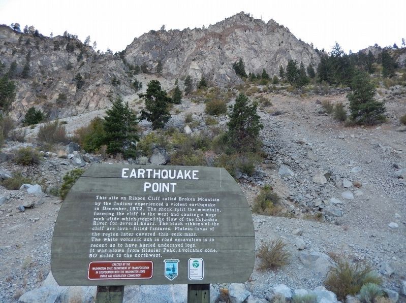Earthquake Point Marker (<i>wide view; Broken Mountain in background</i>) image. Click for full size.
