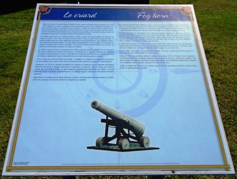 <i>Le criard / Fog horn</i> Marker. Click for full size. <i>Le criard / Fog horn</i> Marker image. Click for full size.